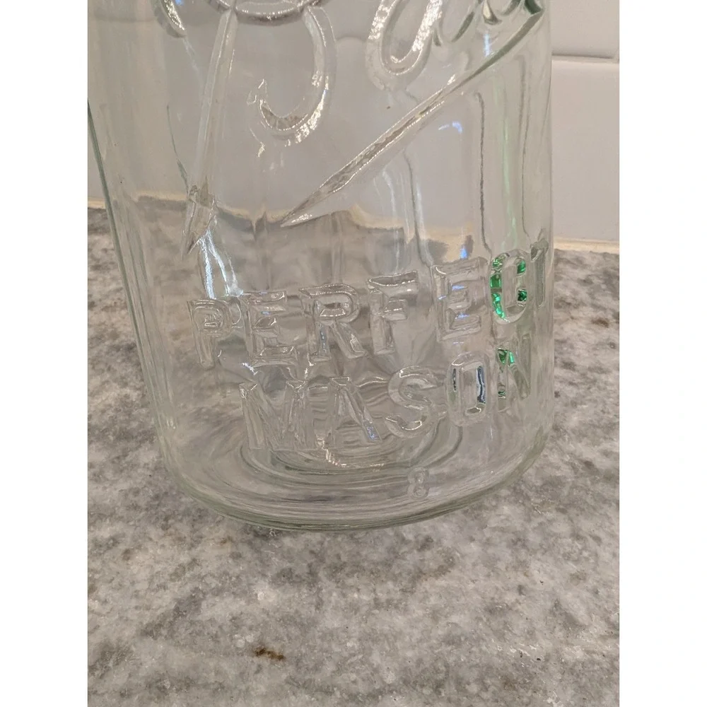 Vintage Ball Perfect Mason Clear Quart Canning Jar With Zinc‎ Lid